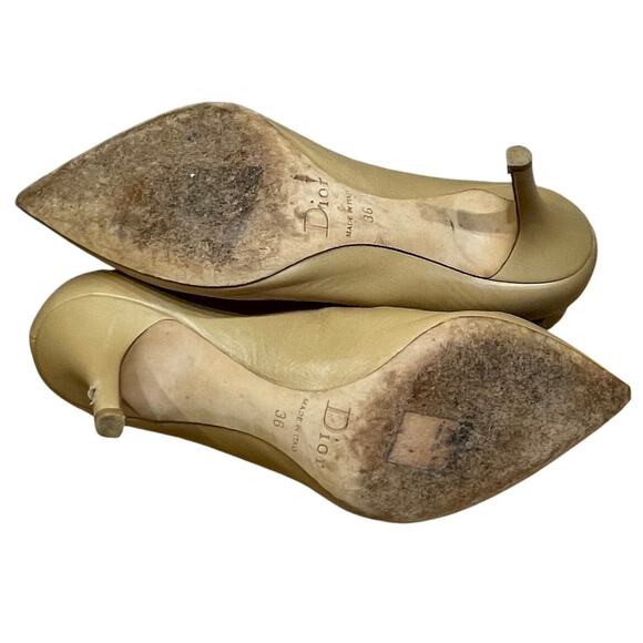 Christian Dior Nude Leather Pointed Toe Heels Size 36 *Damage to Leather on Heel - Picture 7 of 8